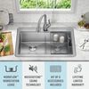 33&rdquo; Workstation&nbsp;Drop-In Top Mount&nbsp;Double&nbsp;Bowl&nbsp;16 Gauge Stainless Steel&nbsp;Kitchen Sink&nbsp;with&nbsp;WorkFlow&trade; Ledge and Accessories